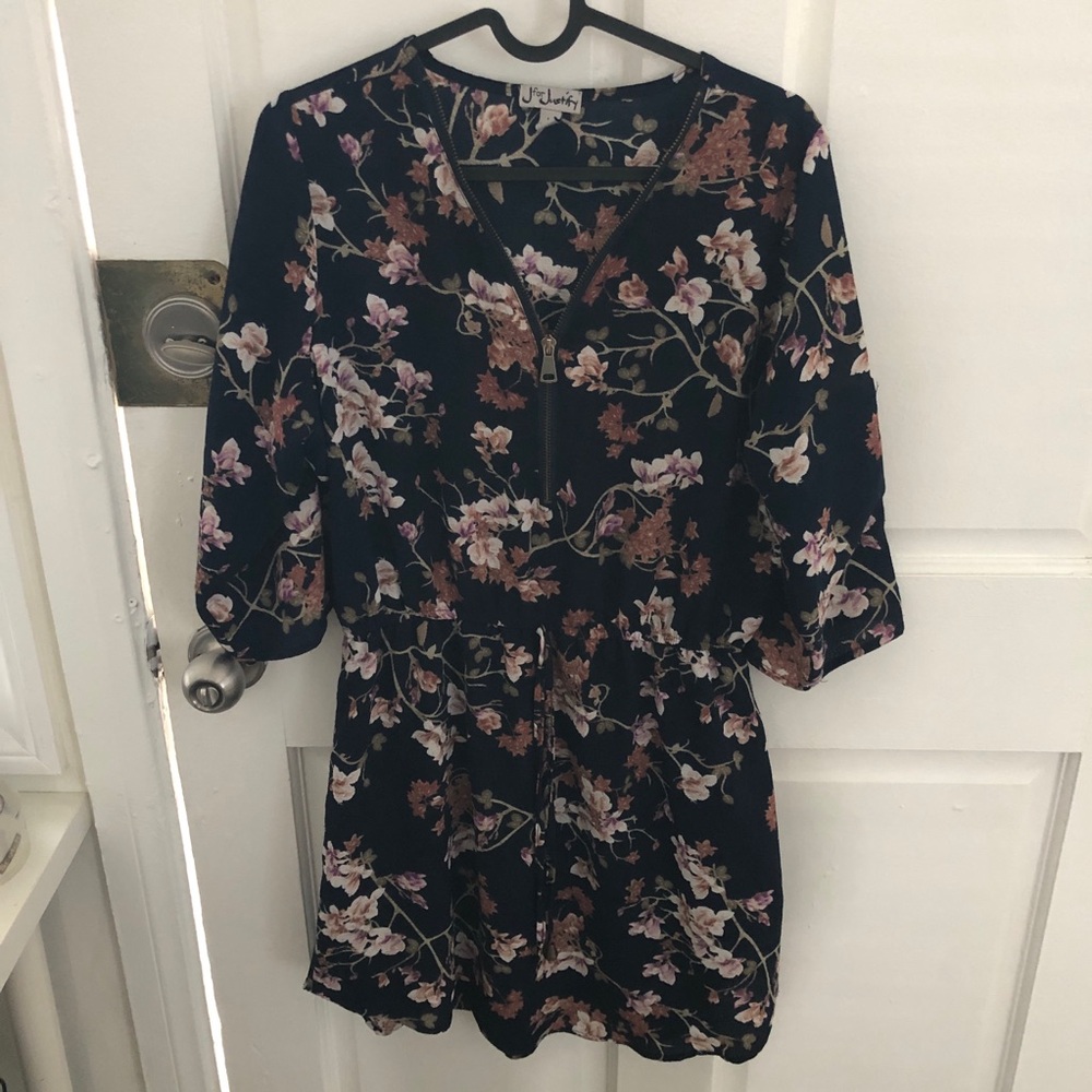 J for Justify Mini Dress Dark Navy Blue Floral size medium